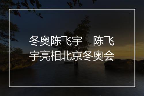 冬奥陈飞宇　陈飞宇亮相北京冬奥会
